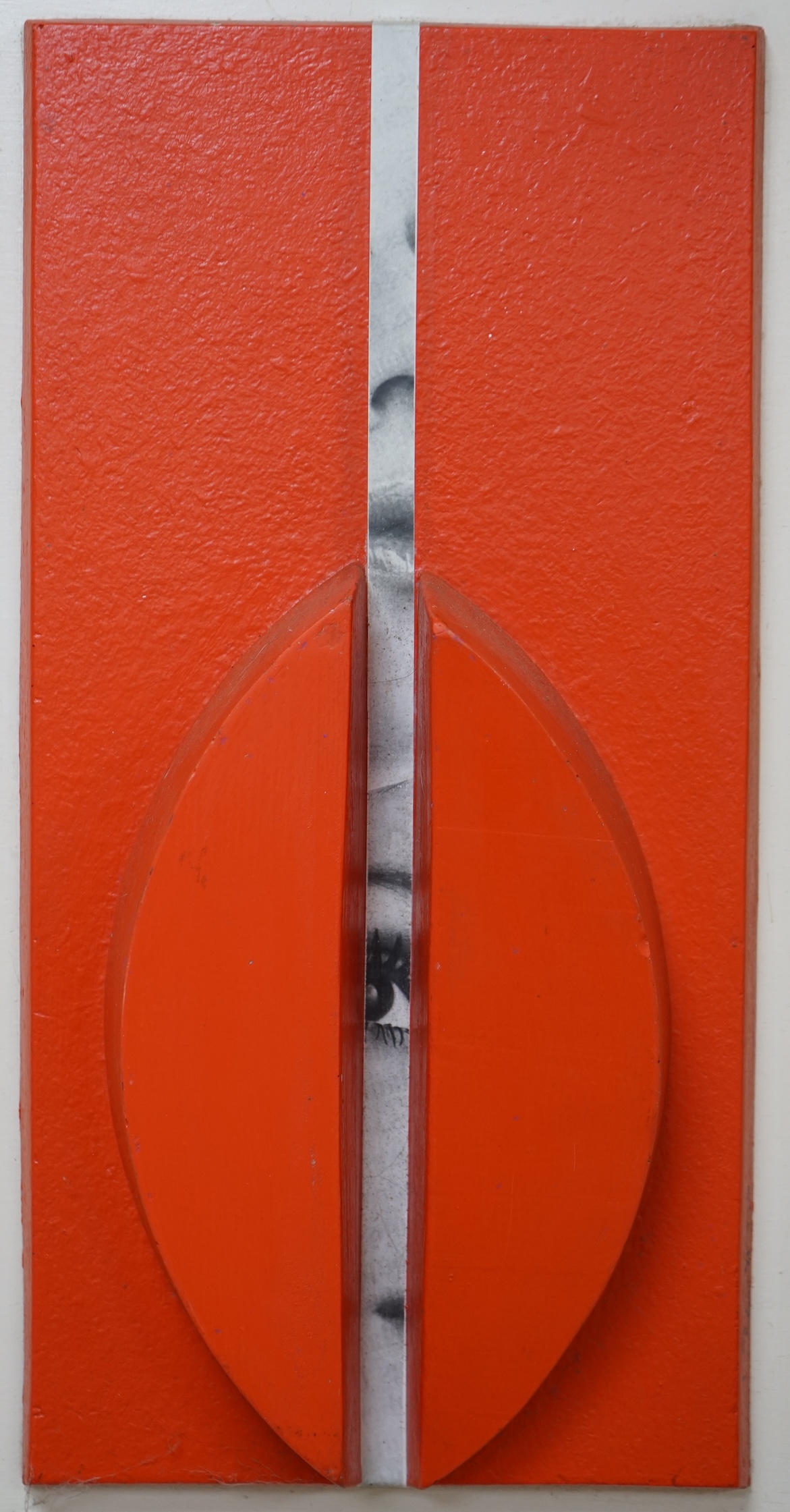 Ernest Gottschalk (1877-1942), black and white photographic and mixed media relief panel, female portrait, 74 x 31cm, unframed. Condition - fair, some scuffing